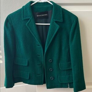 Vintage Green Cropped Blazer